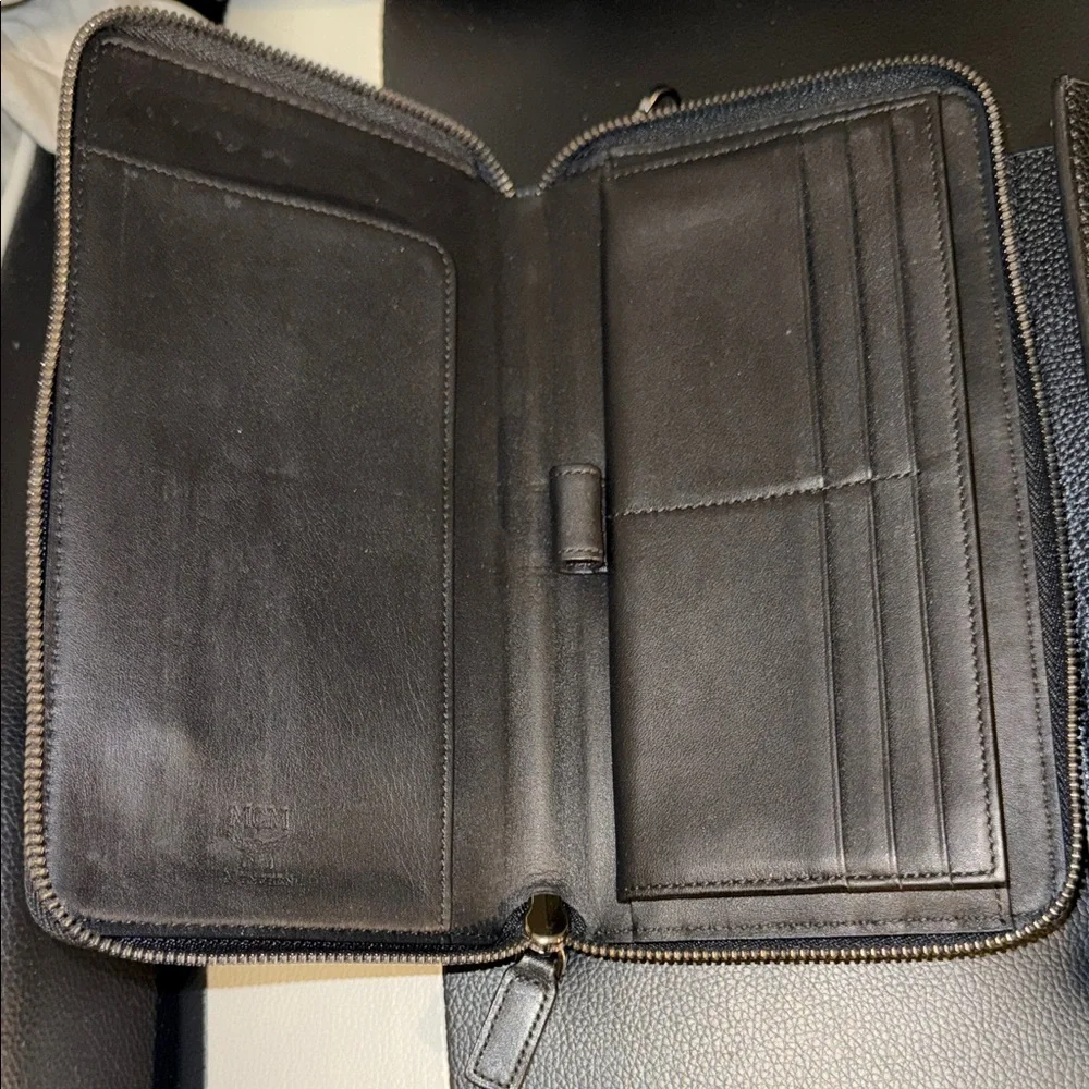 MCM Blue Wristlet Wallet with Gold and Black Stud Accents - Picture 7 of 11